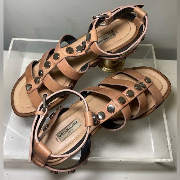 Balenciaga studed gladiador sandals nude laather sz 39.5 made in italy - Picture 11 of 15